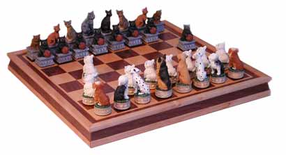 cats and dogs chess set